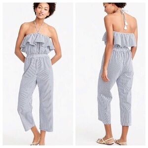 J. Crew Seersucker Halter Jumpsuit Sz XS